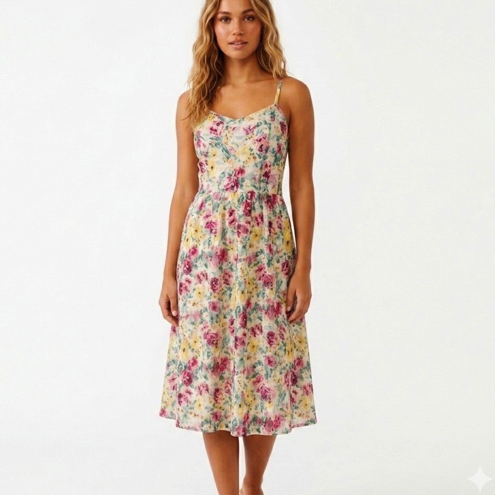 BeBop Y2K Floral Lace Mesh Dress Size Small Camisole Coquette Summer Sundress